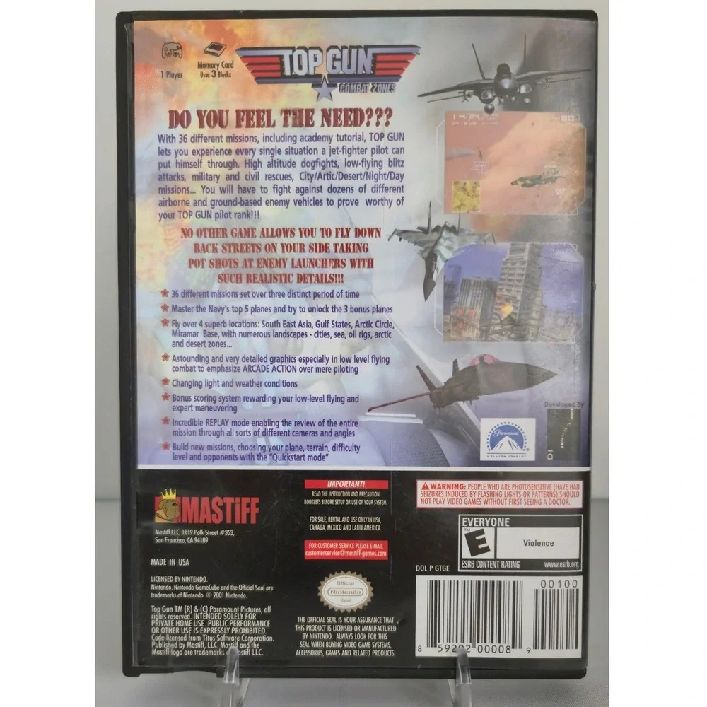 Top Gun: Combat Zones By Mastiff - Nintendo GameCube - CIB W/ Manual - Tested
